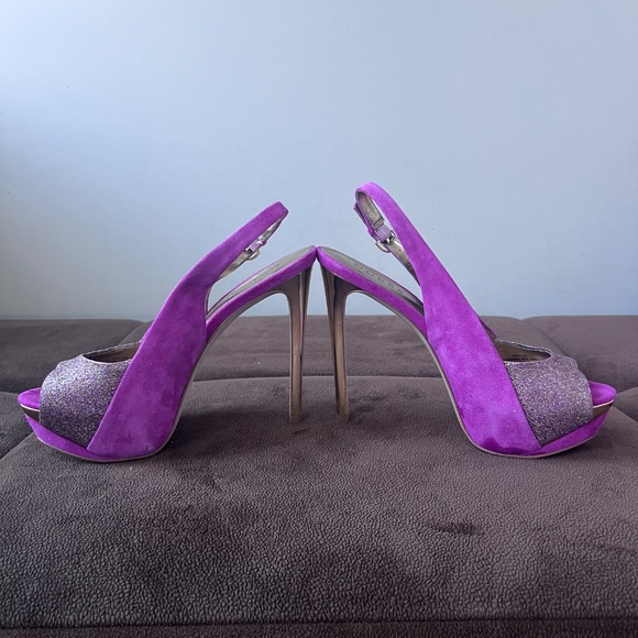 Guess Billow Pink/Fuschia/Glitter Suede Stilettos size 6.5 - Picture 6 of 11